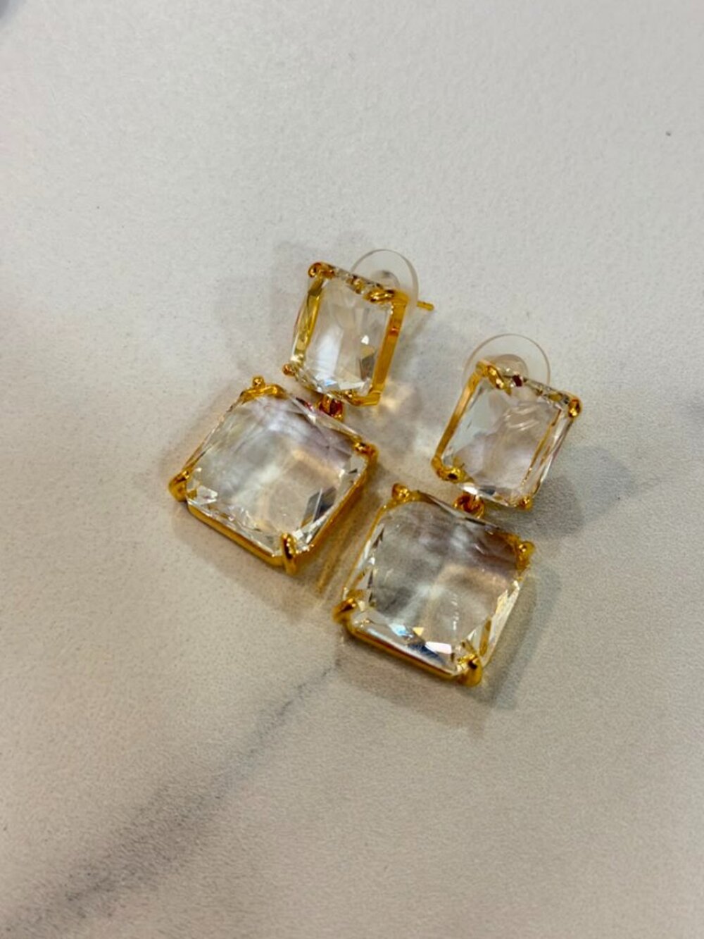 Gold with Clear Stones Stud Earrings | Simple Elegant EverydayJewelry